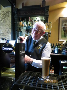 Guinness poured with loving care by the man who has served all the notables including us
